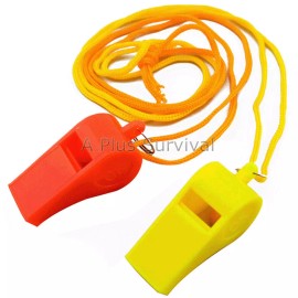 SE Lot of 60 Plastic Whistle & Lanyard Emergency Survival Hiking School Scouts Kit