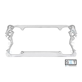 CLA Chrome Metal Twin Lady Mudflap Trucker Girl License Plate Frame Car Truck SUV