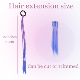 8 Pcs Color Braids Hair Extensions Girls Hairpieces Ponytail with Rubber Bands for Kids Colorful Synthetic Party Hair Accessories