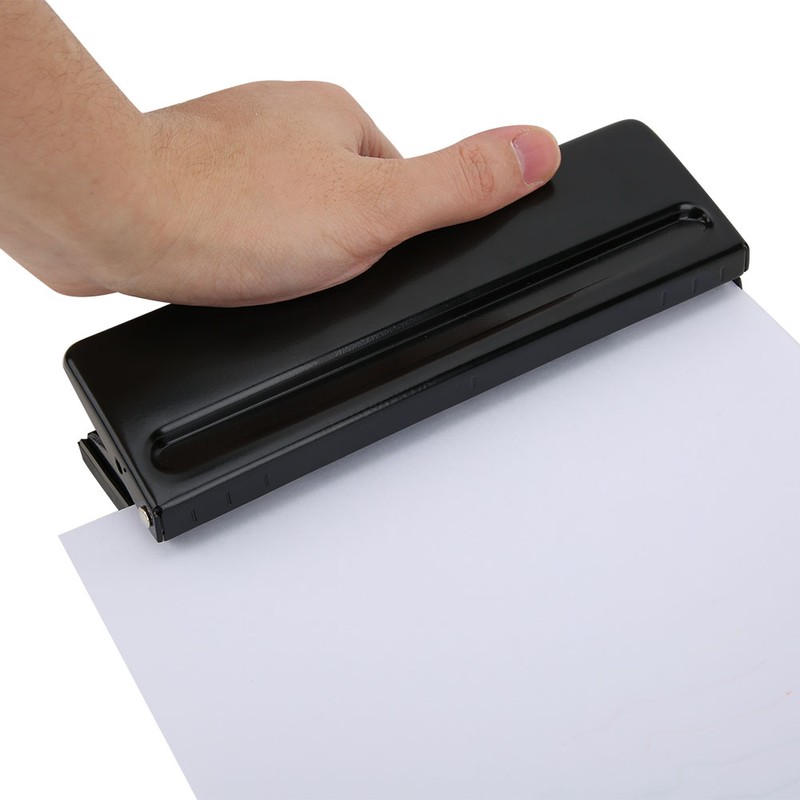 Six Hole Adjustable Punching Machine Paper Puncher Office Supplies Black
