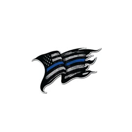 Large Thin Blue Line Police Officer Tattered Distressed American Flag Decal Sticker for car Truck Window - Safe for Vehicle Paint