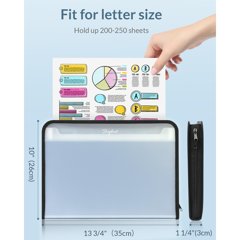 Document Organizer, Accordion Folder with Front Pocket, 7 Pocket Expanding