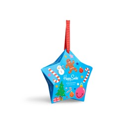 Happy Socks 2-Pack Christmas Socks for Kids - Made with Organic Sustainable Cotton - Funny Present Holiday Socks in Star Gift Box - Size 7-9 Years