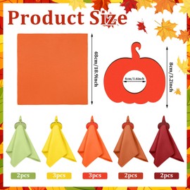 Gandeer 24 Pcs Fall Thanksgiving Cloth Napkin with Wooden Pumpkin Napkin Rings Set 5 Colors Autumn Reusable Cocktail Fabric Ring Holders for Wedding Party Dinner Table Supplies