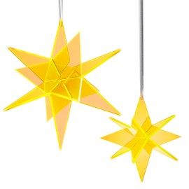 Cazador-del-sol ® - The Original | Estrella | 3D | Set of 2 Suncatcher Star Yellow | Diameter 20 and 13 cm