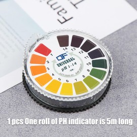 WeddHuis 1 Roll pH Test Strips 5 m/Roll, Measuring Range 0-14, pH Paper Drinking Water on Roll, Litmus Indicator, Universal Paper, Overacidity, Body Determination, pH Value, Acid Test