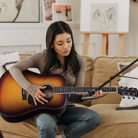 ADM Dreadnought Acoustic Guitar Kit with Free Lesson for Beginner Adult Teen Full Size Acustica Guitarra Starter Bundle Set w/Bag Strap Tuner Capo Pickguard Music Stand Right Hand(Sunburst, 41 Inch)