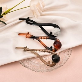 French Barrettes Hair Clips for Thick Thin Hair Twist Clips for Hair Nonslip 3PCS Pearl Hair Pins for Women Girls Hair Accessories Jaw Claw Clips Banana Clips Hairpins