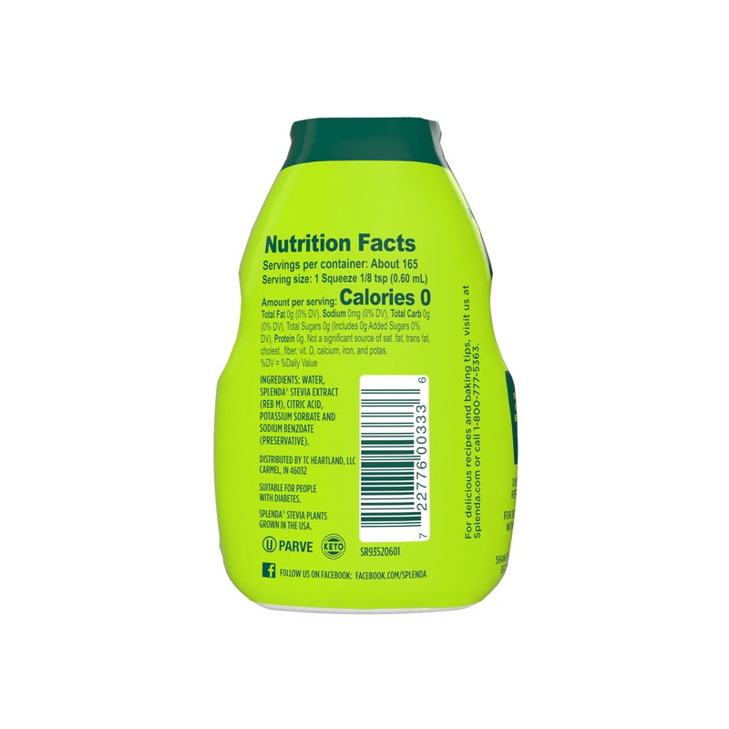 SPLENDA Stevia Liquid Zero Calorie Sweetener Drops, 3.38 Fl Oz