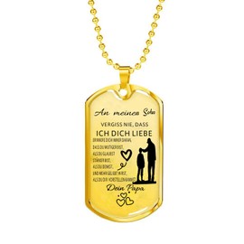 AITENME Dog Tag Necklace For My Son From Mum, Jewellery Men's Necklace Gifts, Stainless Steel