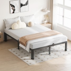 VIPSHOW 7 Inch Queen Bed Frame, 3500Lbs Heavy Duty Metal Platform with Round Corner Legs Mattress Slide Stopper, Steel Slat Support No Box Spring Needed, Noise Free, Non-Slip, Easy Assembly