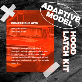 HLK1029K Hood Latch Kit for Ford F650 F750 Replace F6HZ16700BA F8HZ16700AA, Hood Latch Bracket Kit