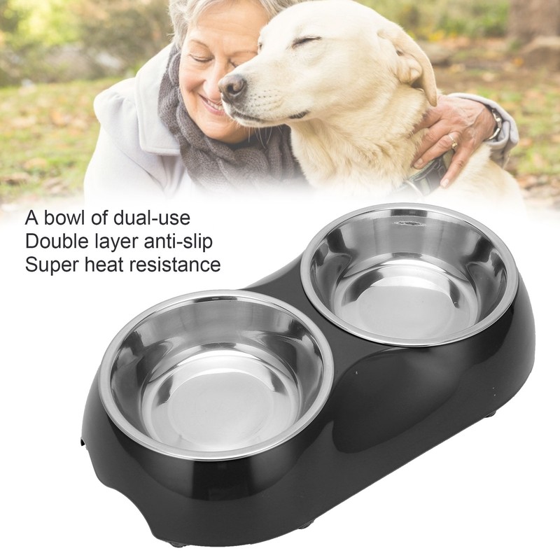 Stainless Steel Nonslip Double Pet Bowls Household Food Water Feeder