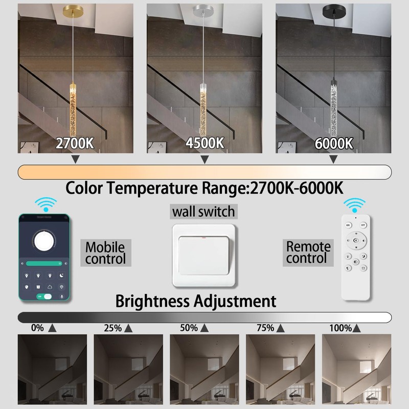 ykolupty Mini 1 Light Chrome Crystal Pendant Lights,Modern Led Kitchen