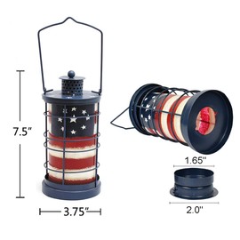 Veclotch 7.5"" H Metal Candle Lantern Patriotic Table Decor Standing or Hanging Candle Holder Decorative USA Flag Americana Lantern for 4th of July Memorial Day (4), As Shows