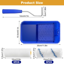 TAIXING 12 Piece Paint Roller Set, 10 cm Foam Paint Roller Oil Wadding Paint Rollers, Mini Paint Roller, Paint Roller, Paint Roller Set with Paint Tray, Paint Roller Frame