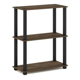 Furinno Turn-S-Tube Engineered Wood 3-Tier Shelf Display Rack in Columbia Walnut