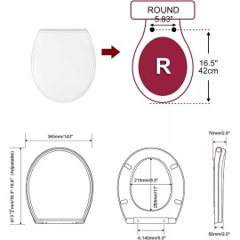 Kohler, American Standard, Toto, Crane, Elijer, Caroma, and so o, for Kohler, American Standard, Toto, Crane, Elijer, Caroma, and s, Please make sure to measure your toilet size before placing an or Premium Round Toilet Seat Cover(Oval) Quiet Close, One-