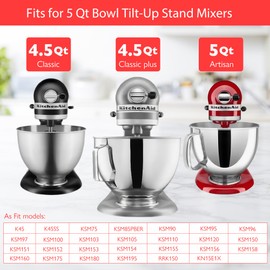 Stainless Steel Mixer Accessories Compatible with KitchenAid 4.5-5 Qt Tilt-Head, Heavy Duty Flat Beater, Dough Hook & 6 Wire Whisk, Fits KSM150, KSM45, KSM90, Dishwasher Safe Replacement Parts