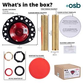 OS&B ITD25 FRZERO Fire Rated PVC Island Tub Drain Kit for Freestanding Tubs, Rough-in for Easy Installation, Compatible for Non-Combustible Buildings, Testable Bathtub Drain for 8"/10" Joist Space