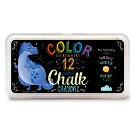 The Piggy Story Color Everywhere Chalk Crayons – 12 Twistable, Dust-Free, Butter Smooth Pastels for Kids, Art, Crafts, School Supplies, Non-Toxic, No Mess, Easy to Use (Dinosaur World)