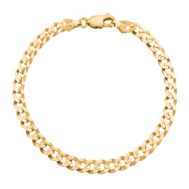 Savlano 14K Gold Plated Over Solid 925 Sterling Silver Italian Curb Cuban Link Chain Bracelet For Women & Men - Made in Italy Comes With a Gift Box (9, 5mm)