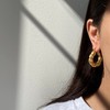 Chunky Gold Hoop Earrings for Women, 14k Gold Plated Thick