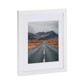 Nicola Spring 1x White 8" x 10" Photo Frame with White 5" x 7" Mount - Glass Aperture Home Picture Wall Hanging Landscape Portrait Display