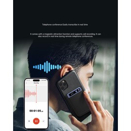 AI Voice Recorder, Voice Recorder w/Case Display Haptics, Transcribe & Summarize&Translate with AI Technology, 118 Languages Support, 64GB, Audio Recorder for Lectures, Meetings, Calls, Black
