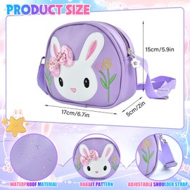 Girl's Handbag, Girls' Shoulder Bag, Girl, Handbag Children, Children's Handbag Girls, Children's Shoulder Bag with Pink Glasses and Hair Bow, Adjustable Shoulder Straps, purple