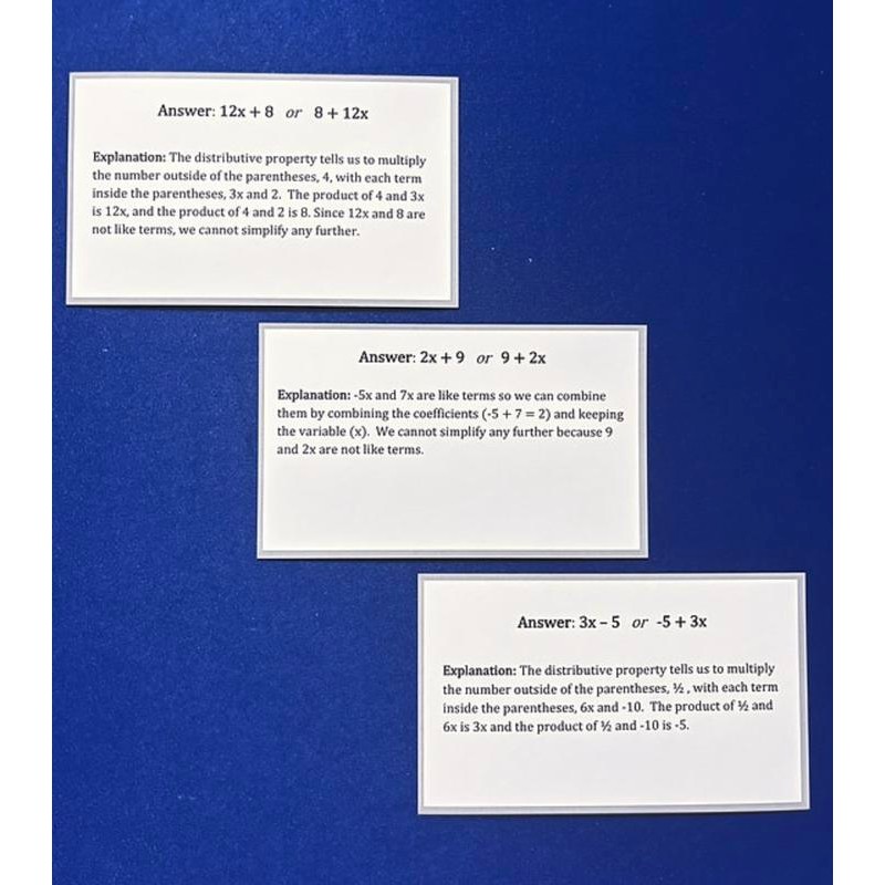 5-Pack Flashcards (Prealgebra/Algebra), Courtside Math, Grade Level Options 6th -