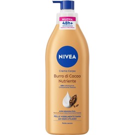 NIVEA Crema Corpo Burro di Cacao Nutriente 400 ml, Crema idratante corpo 48h+ arricchita con Acido Ialuronico Puro, Burro di Cacao e Siero Nutrimento Intenso, Body lotion per pelle secca o molto secca