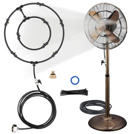 Sumery Outdoor Misting Fan Kit for a Cool Patio Breeze,Water Mister Spray for Cooling Outdoor,33FT (10M) Misting Line +8 Brass Mist Nozzles +a Brass Adapter Fit to Any Outdoor Fan (34FT/Double-Loop)