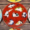 Stylish Kutani Ware Plate, Auspicious Bean Plate, Cat, Ceramic, Small