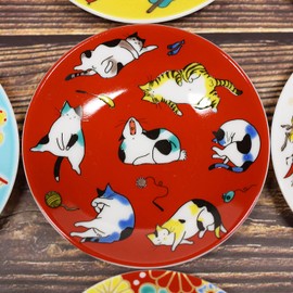 Stylish Kutani Ware Plate, Auspicious Bean Plate, Cat, Ceramic, Small Plate, Serving Plate, Japanese Tableware