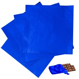 100pcs Candy Bar Wrappers, 7.8x7.8 Inch Chocolate Bar Wrappers Navy Blue Foil Wrapper Square Aluminum Individual Packaging Sheets for Father's Day, Decor 4 July Baby Shower Birthday Party Gifts