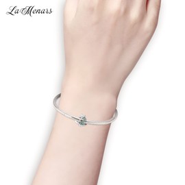 LaMenars Snowman and Christmas Hat Sterling Silver with Cubic Zirconia for Bracelets Charm Sparkling Christmas Tree Dangle Pendant Girl Beads Christmas Gifts