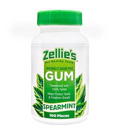 Zellie's | 100% Xylitol Sugar Free Spearmint Chewing Gum | Spearmint Flavor (100 ct)
