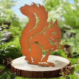 Vesaneae Rusty Squirrel, Garden Stake Rust, Decorative Metal Garden Statues, Tree Stake Rust, Squirrel Figure, Garden Figure, Patina Garden Decoration for Yard, Outdoor, Garden, Backyard, Lawn