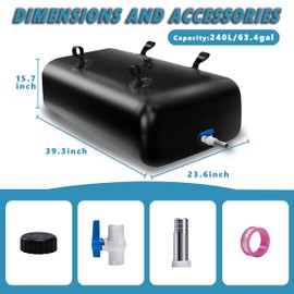 GHOSOONE 240 L/63 Gal Water Bladder Tank, Foldable Portable Water Storage Container, Emergency Water Bag for RV, Truck Bed, Fire Prevention, Drought Resistance, Black