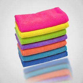 Microfiber Cleaning Cloth Fast Absorbent Easy Clean Kitchen Cloth Multi Purpose Washable Dusting Clothes Multi Colours (8)