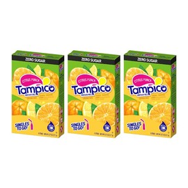 SINGLES TO GO! Tampico Singles To Go Drink Mix Packets, Ponche De Cítricos, Cero Azúcar, Bajo En Calorías, 100% Dv De Vitamina C Por Porción, Convenie