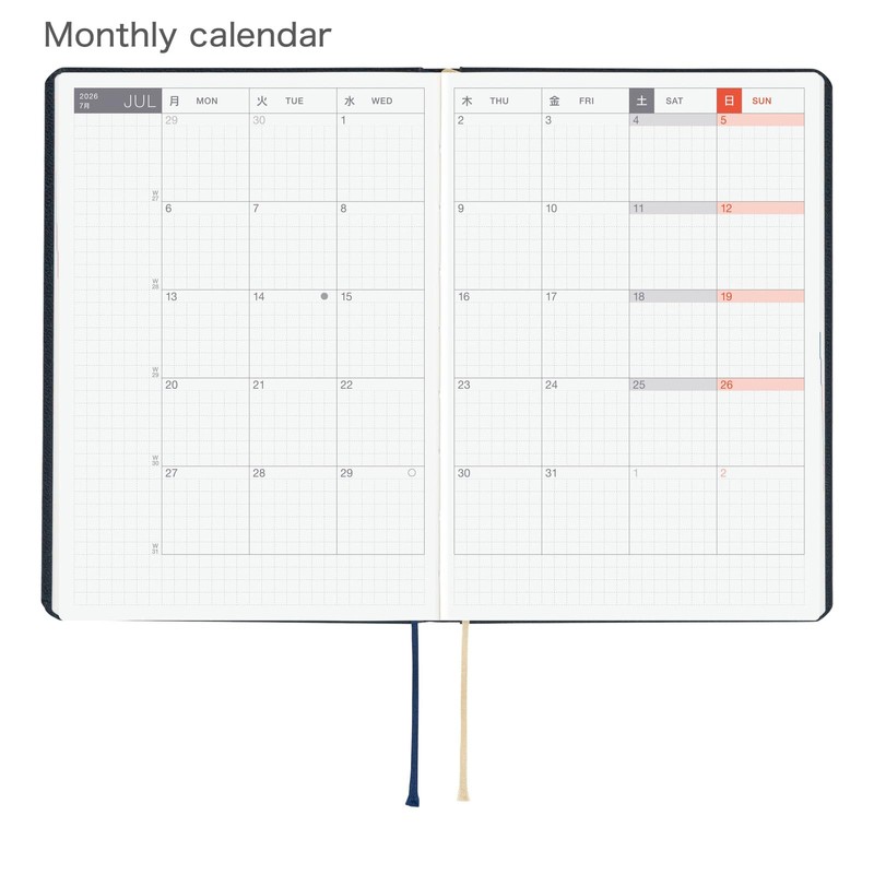 ほぼ日 Hobonichi Techo HON A6 2026 - Slash (Navy) (English,