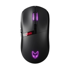 Oversteel - Invar Wireless Gaming Maus, 10000 DPI einstellbar, 8 programmierbare Tasten, 10 RGB-Beleuchtungsmodi, ultraleicht, ergonomischer optischer Sensor, PC/Mac, schwarz