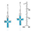 Mini Cross Inlaid Simulated Blue Turquoise .925 Sterling Silver Dangle