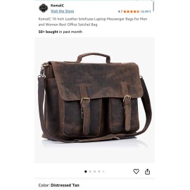 Komal's Passion Leather NEW Komalc Passion Leather briefcase 16 Inch Laptop Messenger Bags Men and Women