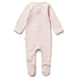 Wilson & Frenchy Organic Stripe Rib Zipsuit with Feet - Cantaloupe, 00000 (Premmie)