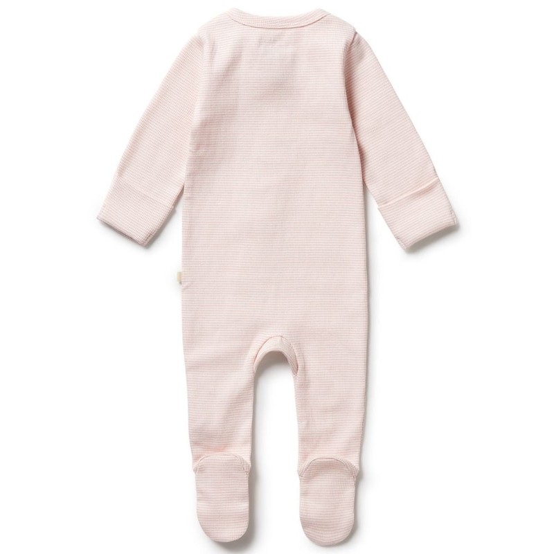 Wilson & Frenchy Organic Stripe Rib Zipsuit with Feet -