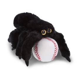 DolliBu Black Spider Stuffed Animal with Baseball Plush - Soft Plush Huggable Spider, Adorable Playtime Plush Toy, Cute Wildlife Gift,for Kids, Adults - 7 Inch