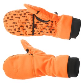 DOING SOMETHING GREAT Flip Top Mittens for Women with Glove Liner, Waterproof with 80g Thinsulate and Grippy Silicone Palms - Blaze Orange - XS